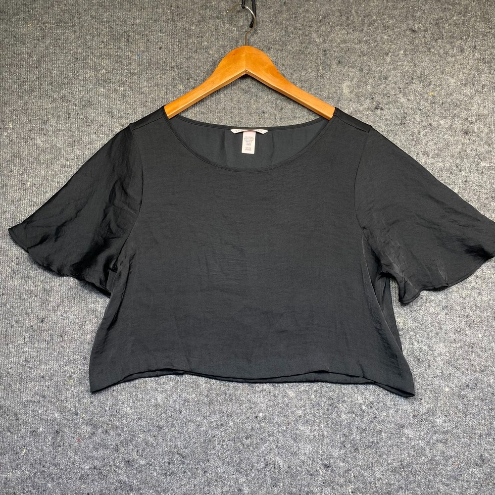 Victoria's Secret Black Satin Cropped Top Size Small Women's